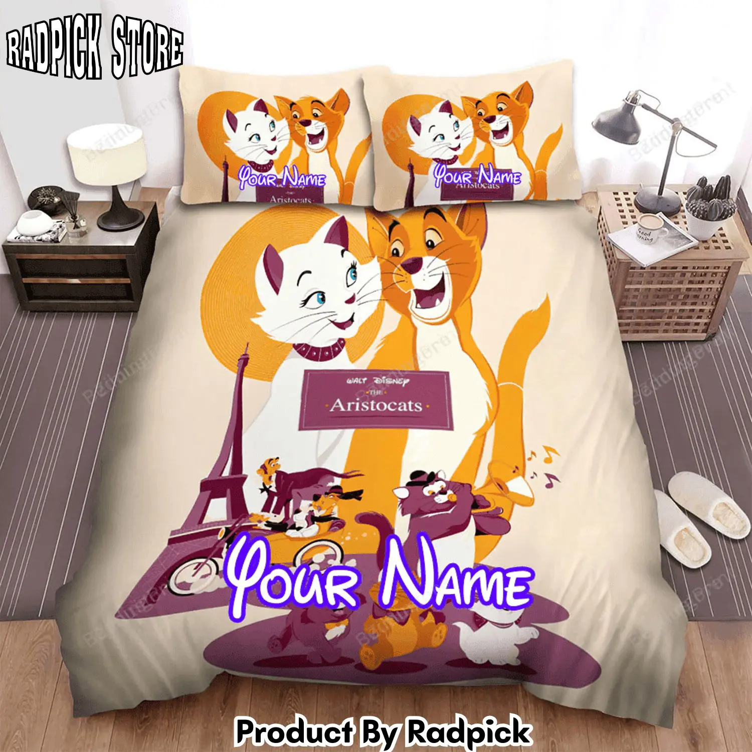 Radpick the aristocats 28197029 movie poster artwork bed sheets duvet cover personalized name bedding sets rp3271433